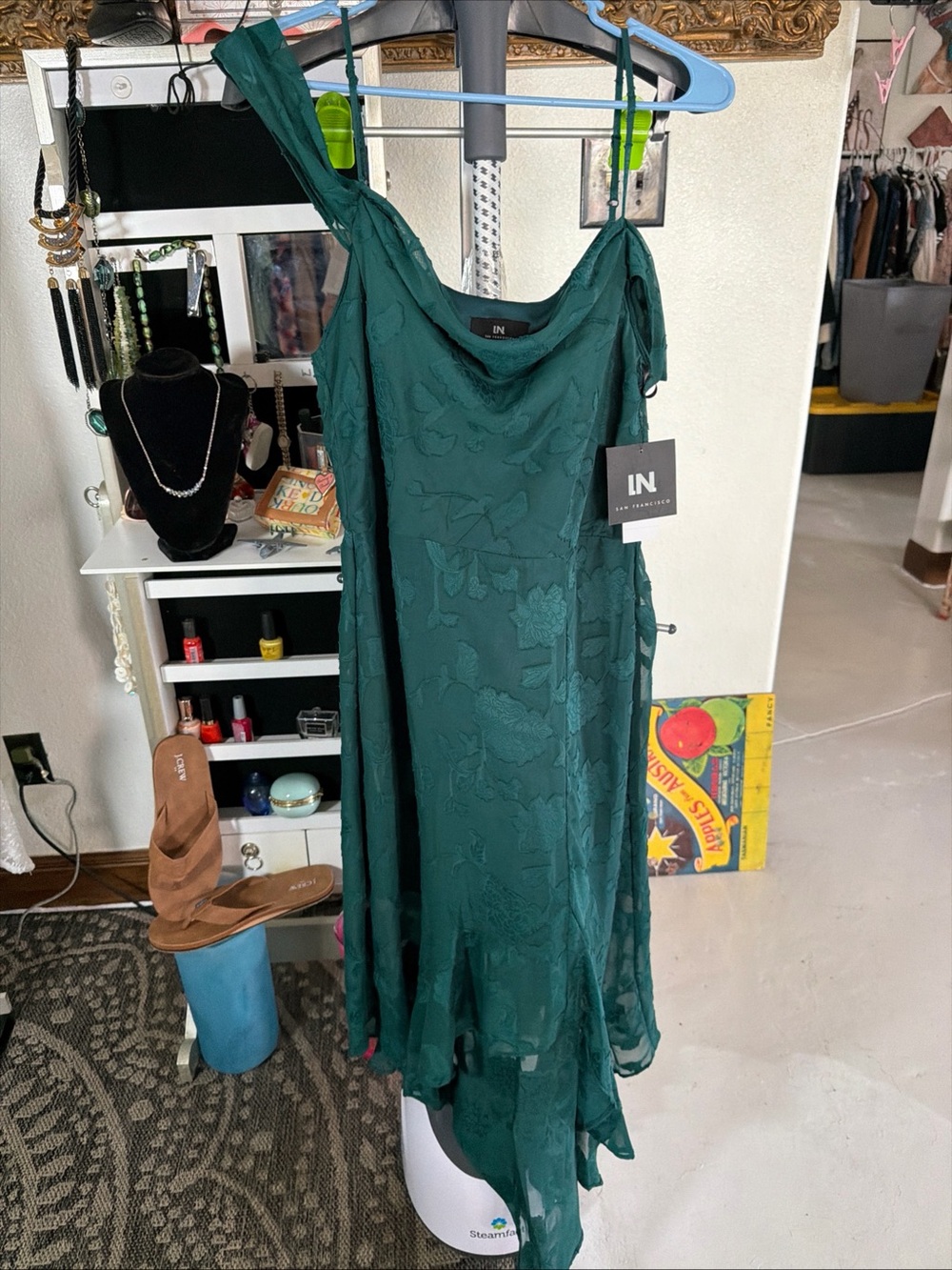 IN San Francisco Green Floral Slip Midi Dress large